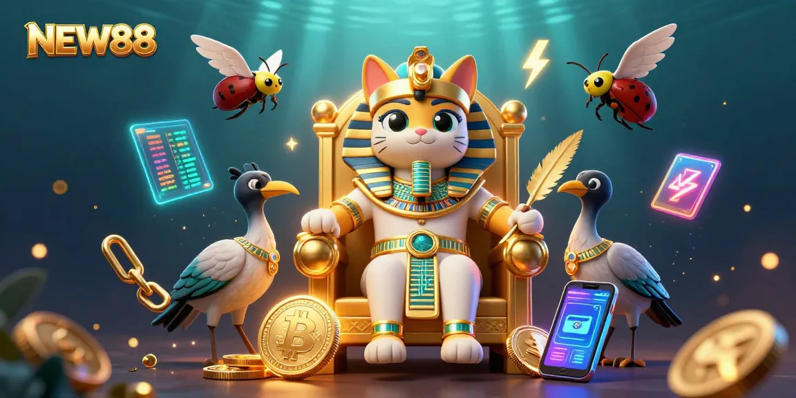 Engage with NEW88's thrilling gaming adventures in this vibrant 3D casino illustration.