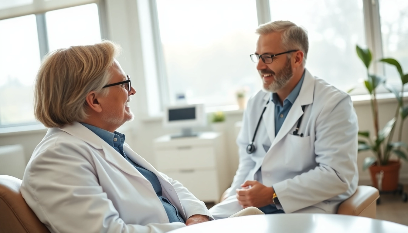 Private GP consultation shows a warm interaction in a cozy medical setting.