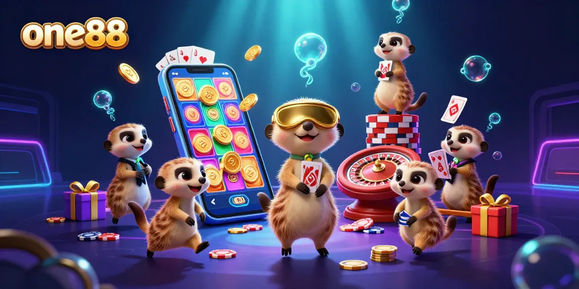 Engage with one88's thrilling casino experience as meerkats run a lively gambling operation.