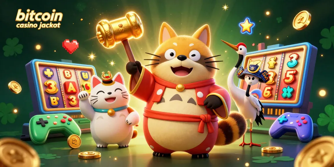 Experience thrilling moments in a bitcoin casino jackpot with vibrant characters and slot game elements.