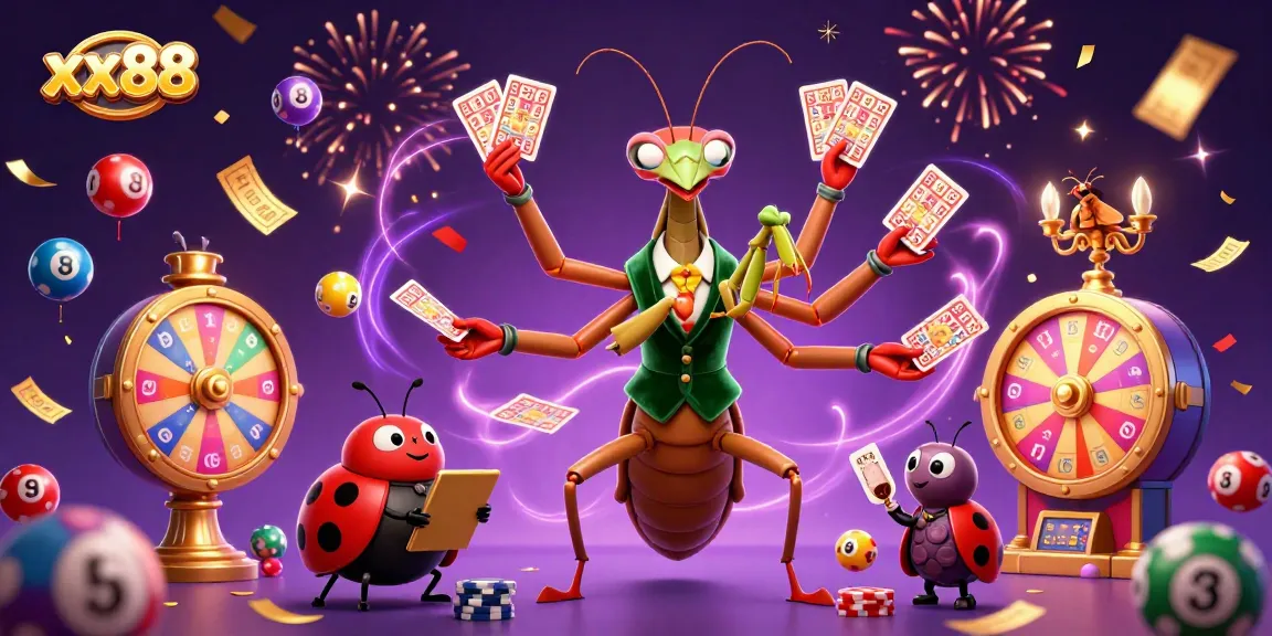Experience the thrilling atmosphere at xx88 with vibrant casino elements and lively characters.