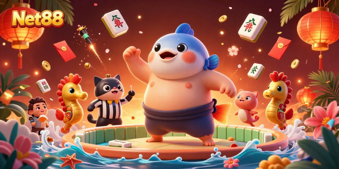 Engage with Net88's vibrant underwater casino realm, featuring a fugu champion and thrilling game elements.