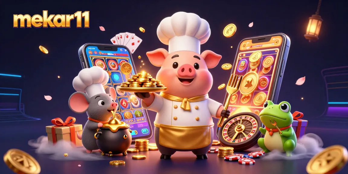 Engage with mekar11's thrilling slot action featuring golden coins and dynamic gaming elements.