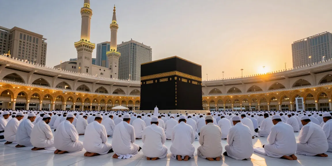 An inspiring scene of umroh Itikaf at Masjidil Haram, showcasing spiritual connections and tranquil atmosphere, perfect for travelers seeking a profound experience during their pilgrimage.