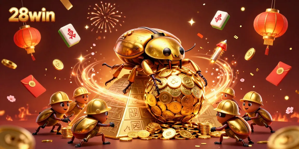Experience the thrilling world of 28win with golden coins and animated casino symbols.