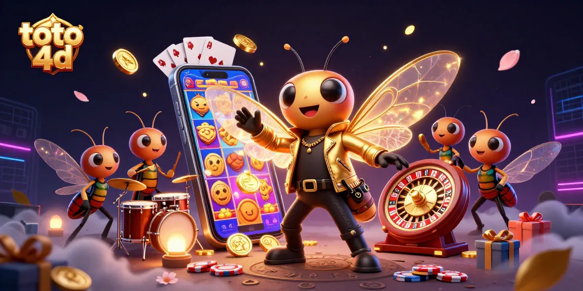 Experience the excitement of toto 4d with a vibrant casino scene featuring animated characters and game elements.