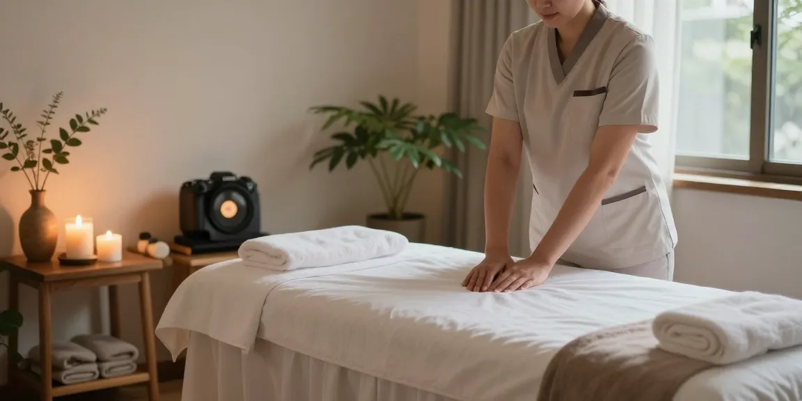 Seoul 출장마사지 in a peaceful home spa setting with soothing ambiance.