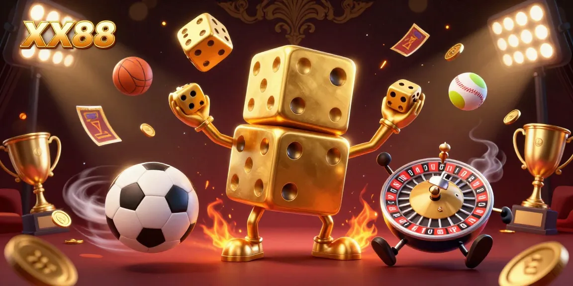 Experience thrilling gaming action with XX88's golden dice golem and lively sports elements.