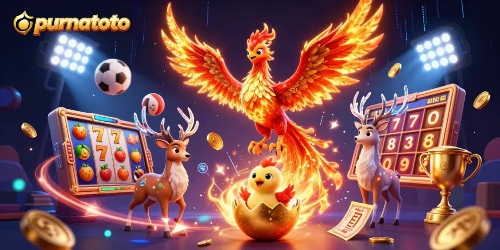 Bermain slot online di purnatoto dengan phoenix dan elemen kasino yang dinamis.