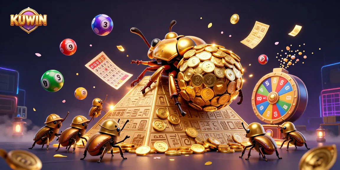 Experience thrilling jackpot wins with KUWIN: 3D cartoon beetles roll coins in a vibrant casino