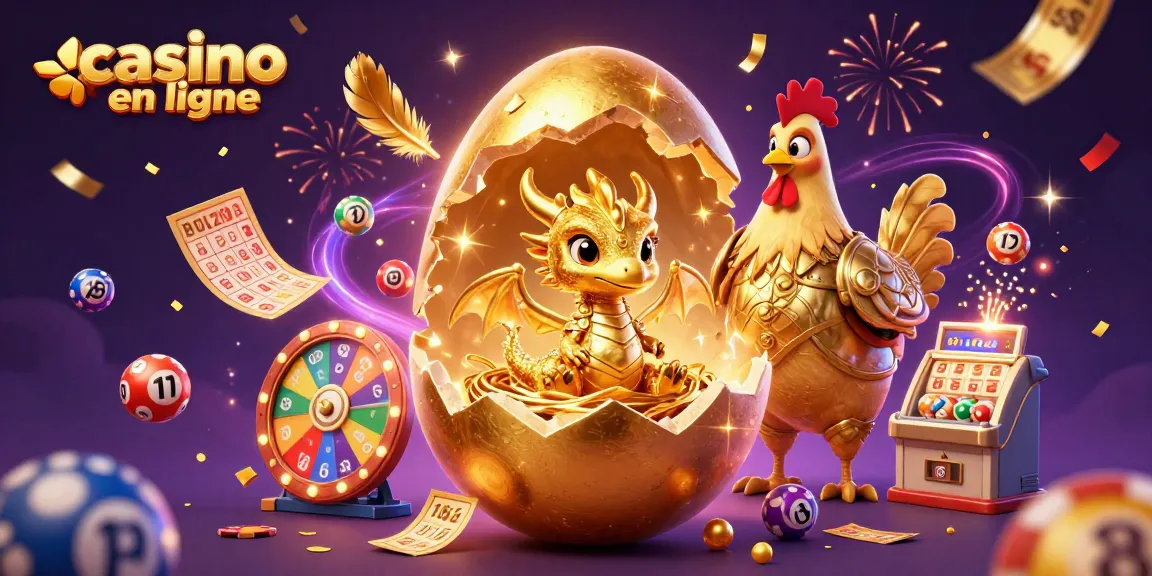 Casino en ligne : un dragon doré et des éléments de jeux d'argent émergents.