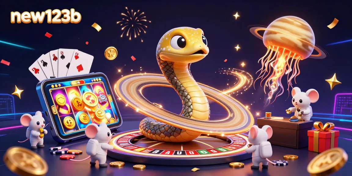Experience thrilling bets at new123b with vibrant cosmic gaming elements in a 3D casino scene.