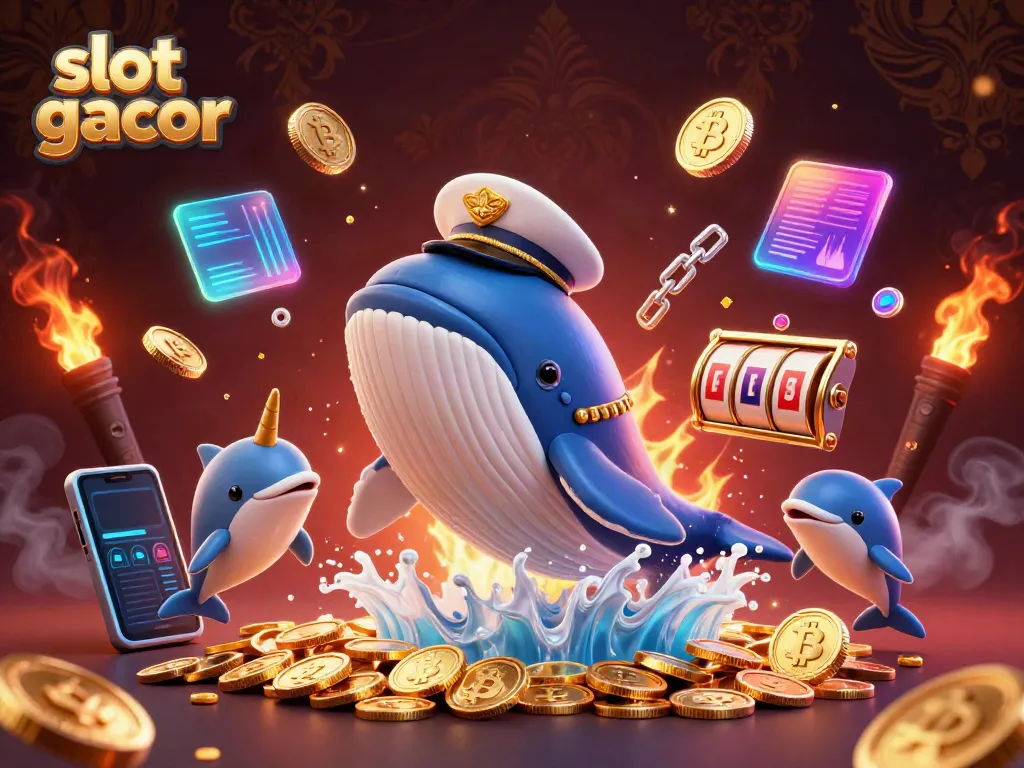 Experience thrilling slot gacor gameplay with whimsical marine characters amidst abundant casino elements.