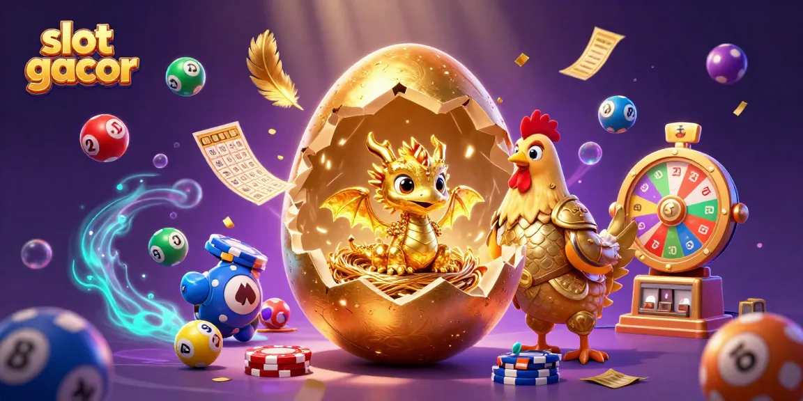 Memenangkan slot gacor dengan naga emas dan suasana kasino yang penuh warna dan dinamis.