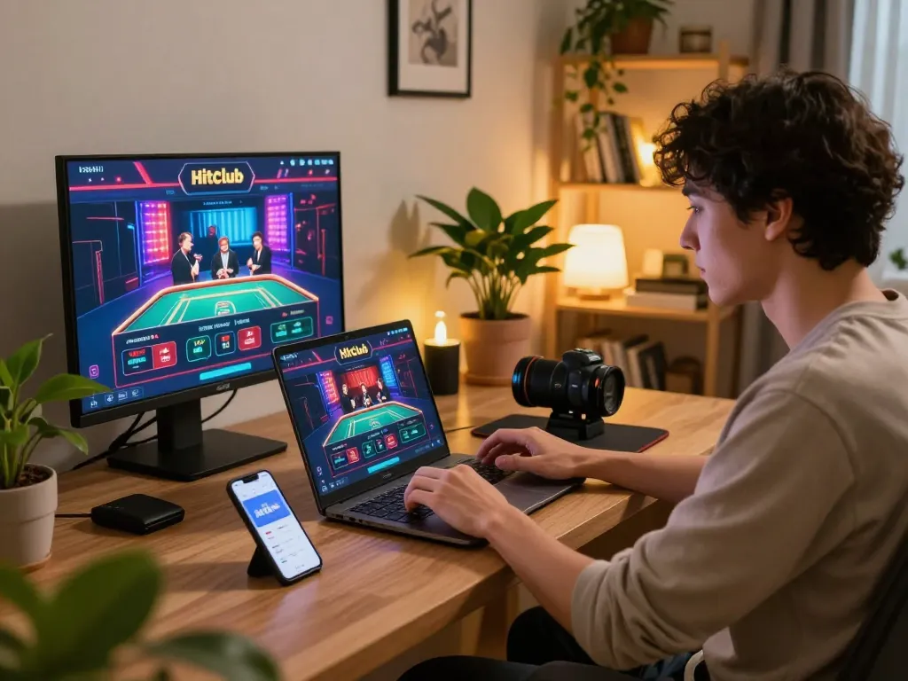 Engage with the Hitclub online gaming interface at home for immersive casino fun.
