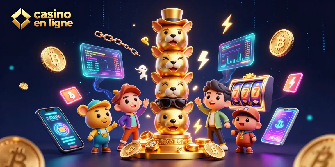 Plongez dans l'univers du casino en ligne avec ce totem magique et des pièces de crypto-monnaies.