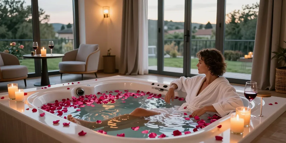 Experience a romantic night in a luxurious love room with jacuzzi near Toulouse.