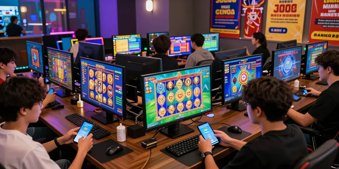 Engaging online gaming scene showcasing players using slot deposit 5000 options in a lively virtual lounge.