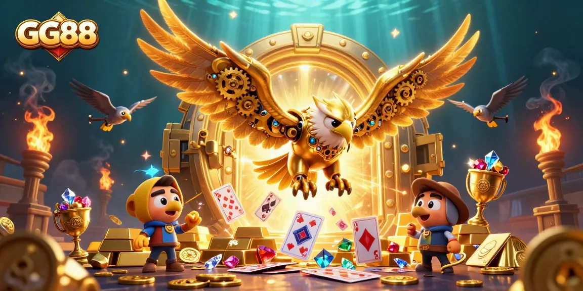 Experience thrilling gameplay at GG88 with a stunning golden eagle and vibrant casino elements.