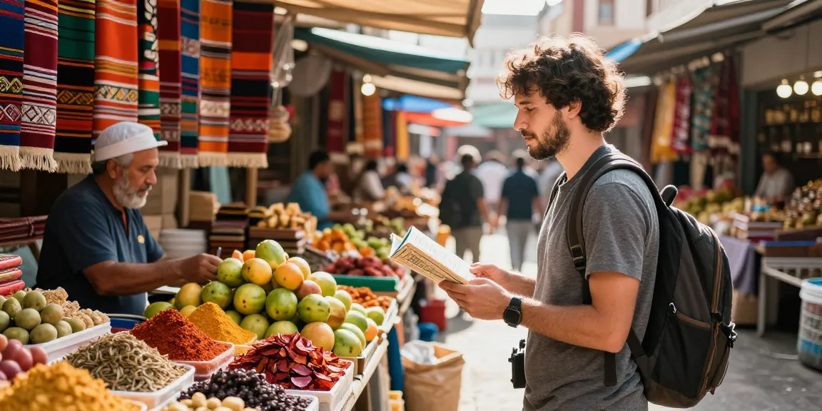NAGA2000 traveler immersed in colorful local market exploration, enhancing cultural experience.