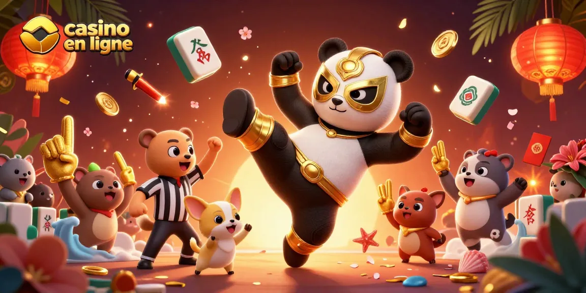Jouez au casino en ligne avec des personnages animés dans une scène dynamique et festive.