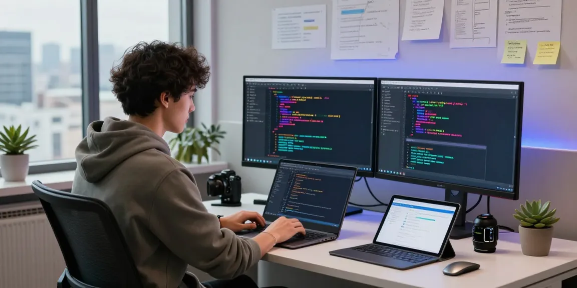 NAGA2000 software development workspace with developer and modern tech tools.
