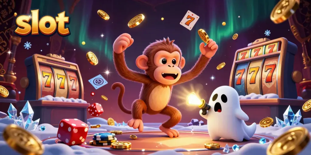 Engage with dynamic slot jackpots and whirling coins at a haunted casino.