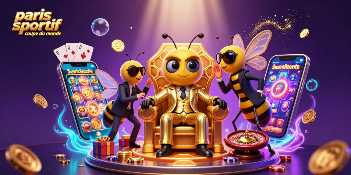 Paris sportif coupe du monde : mise en scène dynamique de jeu avec des éléments de casino.