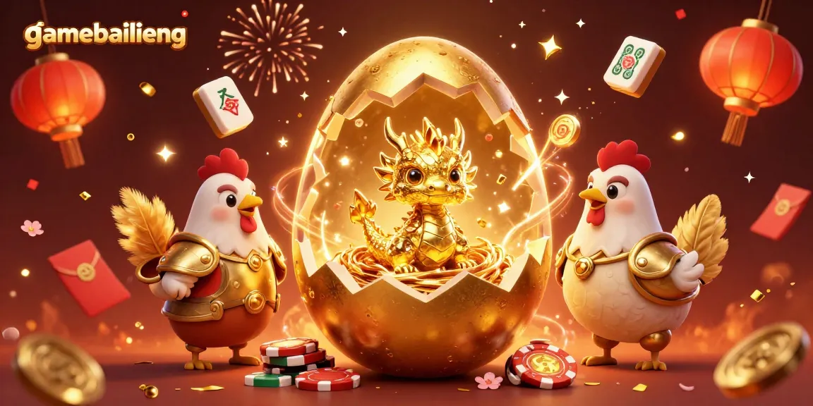 Experience the vibrant casino world with gamebailieng featuring a golden dragon and poker chips.