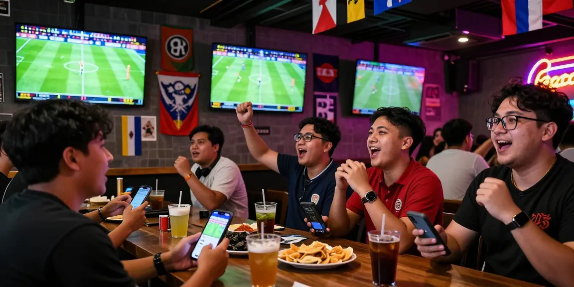 Fans enjoying Gacor 25 betting at a sports bar during World Cup 2026.