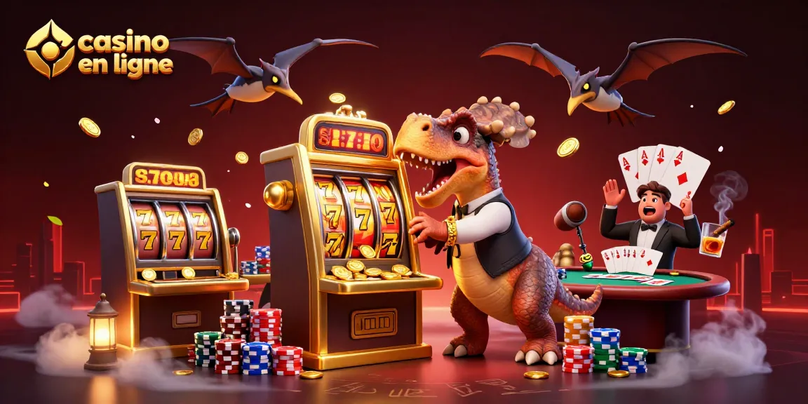 Jouer au casino en ligne avec un pachycéphalosaurus frappant une machine à sous pour gagner des pièces d'or.