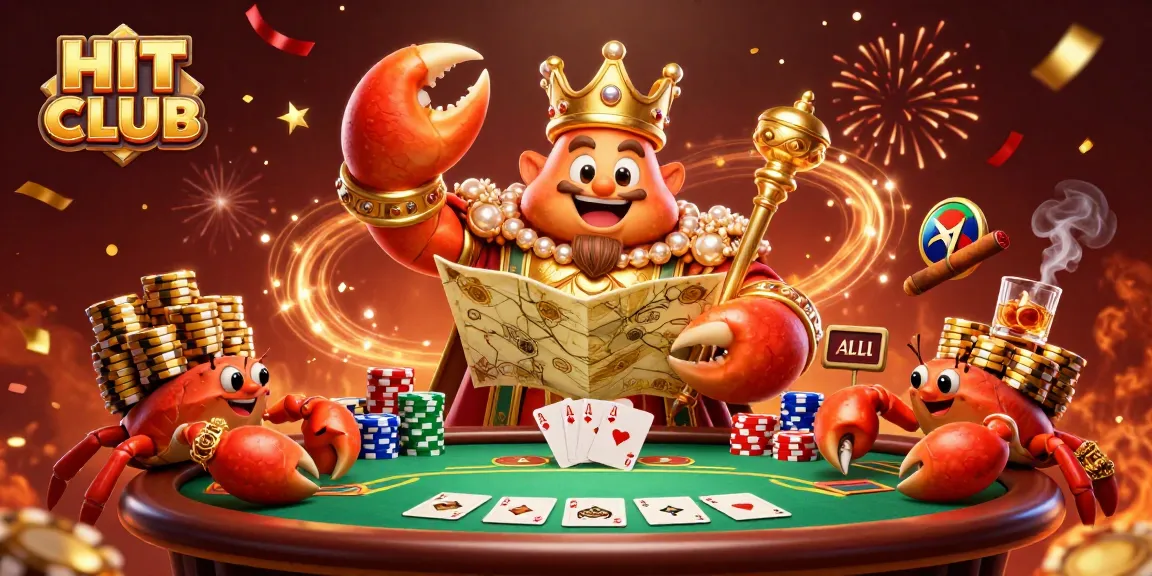 Engage with the HIT CLUB gaming world as a golden crab emperor leads a treasure hunt