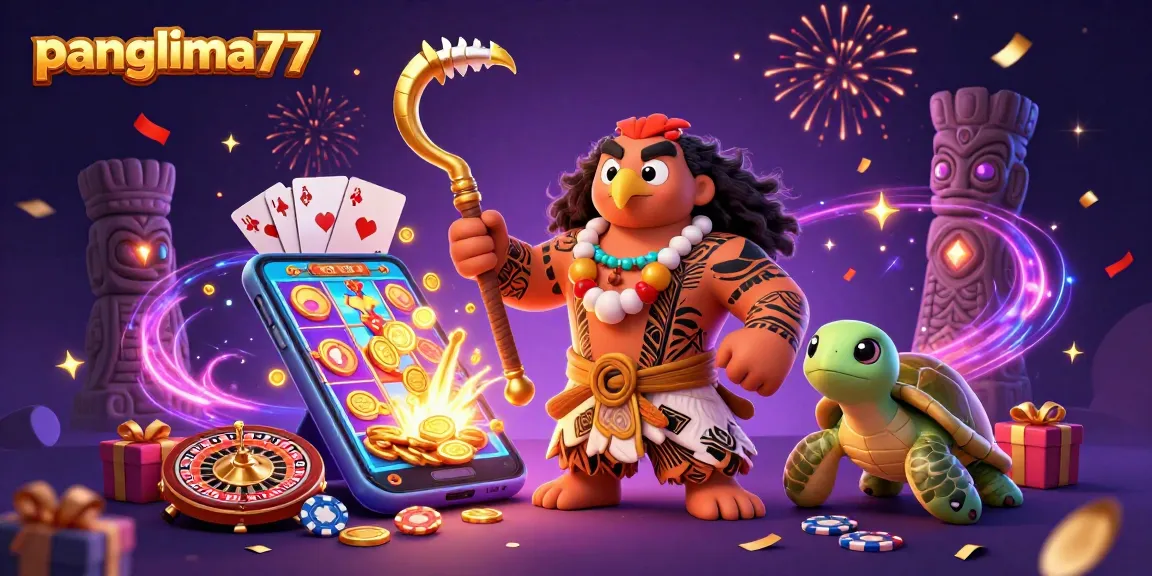 Panglima77 enhances gaming excitement with a striking 3D illustration of a demigod hawk and engaging slot games.