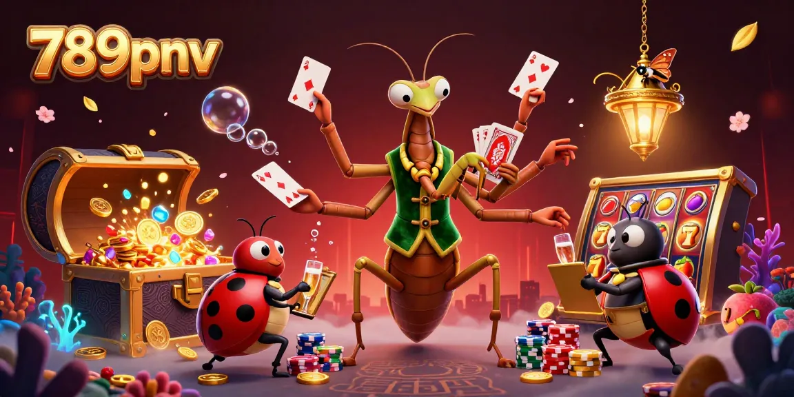 Experience thrilling gameplay with the giant praying mantis dealer in 789pnv casino.