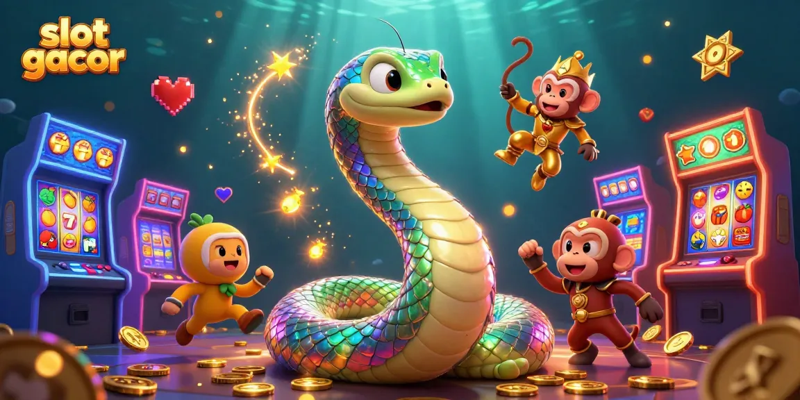 Engage with slot gacor visuals featuring vibrant reels and golden symbols in an energetic gaming scene.