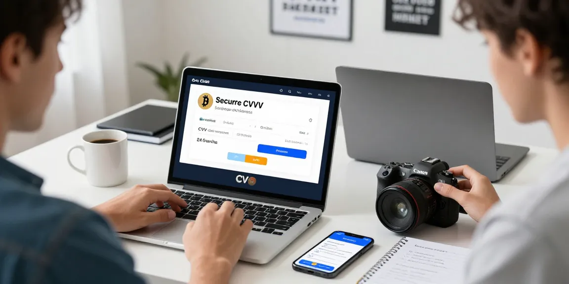Buyccshop securely in an online shopping environment with CVV dumps, emphasizing safe cryptocurrency transactions.