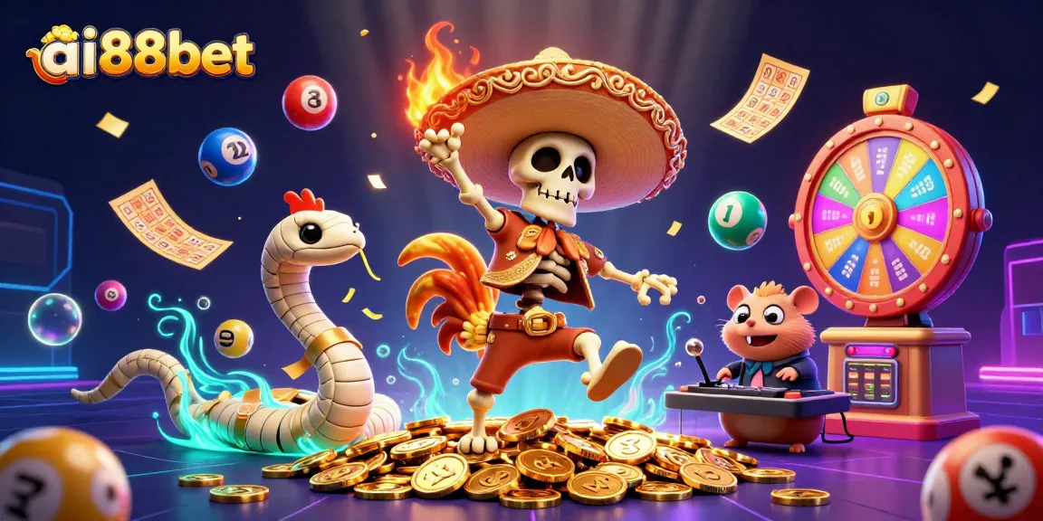 Experience excitement at ai88bet with a vibrant 3D casino illustration featuring dynamic characters and game elements.