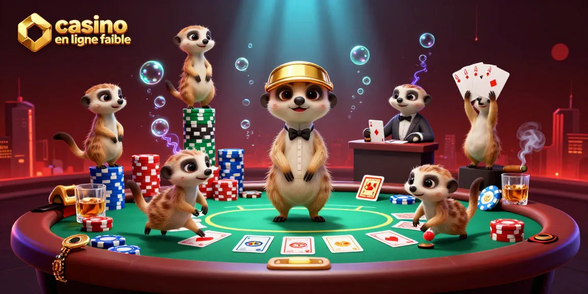 Gagnez au casino en ligne fiable avec des meerkats animés en pleine opération de casino.