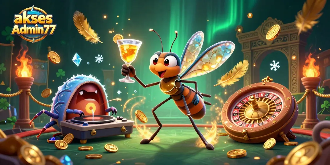 Experience the excitement of winning with akses Admin77, featuring vibrant casino characters and elements.