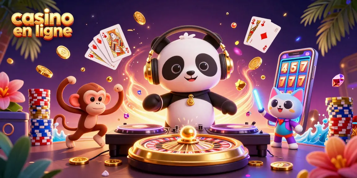 Gagnez des jackpots au casino en ligne avec un panda DJ, un singe danseur et un chat en rave.