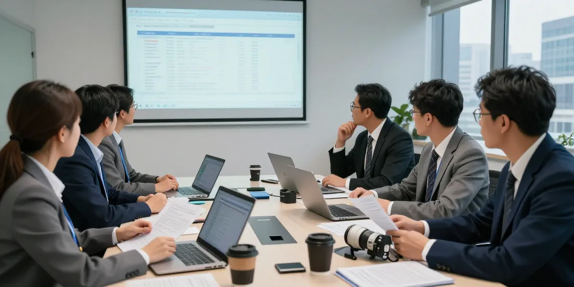 Aktivitas kolaboratif tim auditor forensik di aafikotajakarta.org, menunjukkan analisis data di kantor modern.