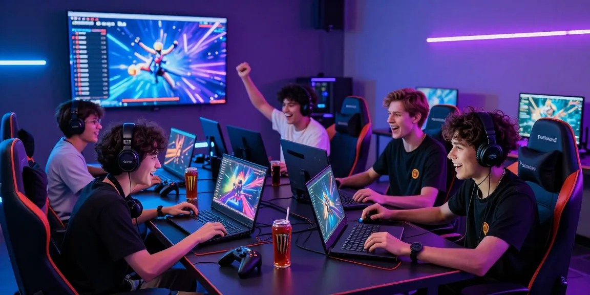 Group of gamers enjoying an immersive session on pakde4d with high-tech gear and vibrant atmosphere.
