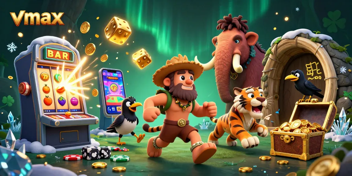 Experience thrilling casino action with vmax as a caveman and sabertooth duo launch a colorful jackpot spree.