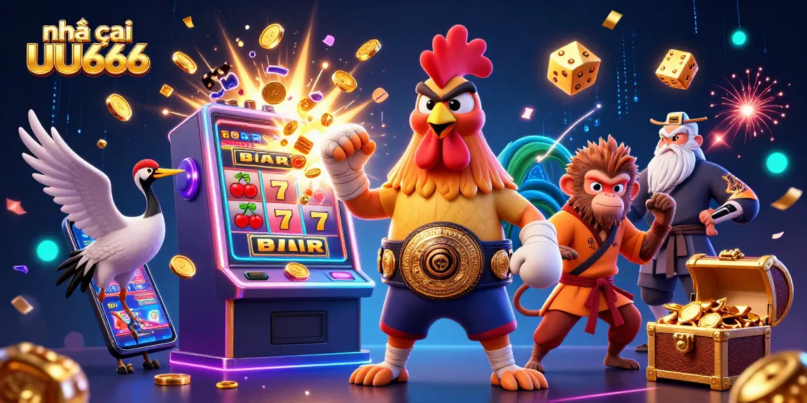 Experience the thrill of nhà cái UU666 with vibrant casino elements and lively characters.