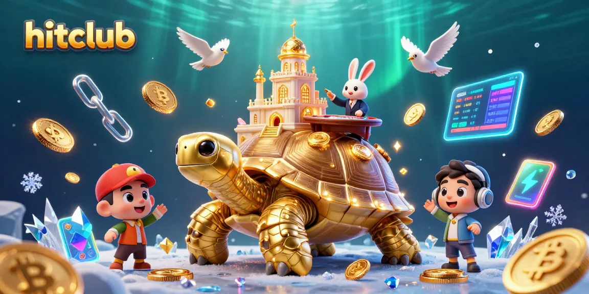 Experience the thrill of hitclub as golden tortoises host a vibrant casino with crypto elements.