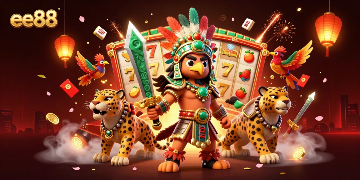 Experience the thrill of ee88 with vibrant casino warriors amidst spinning slots and golden symbols