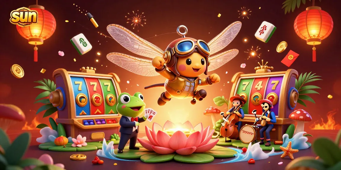 Experience thrilling casino action in this vibrant sun-inspired dragonfly illustration.
