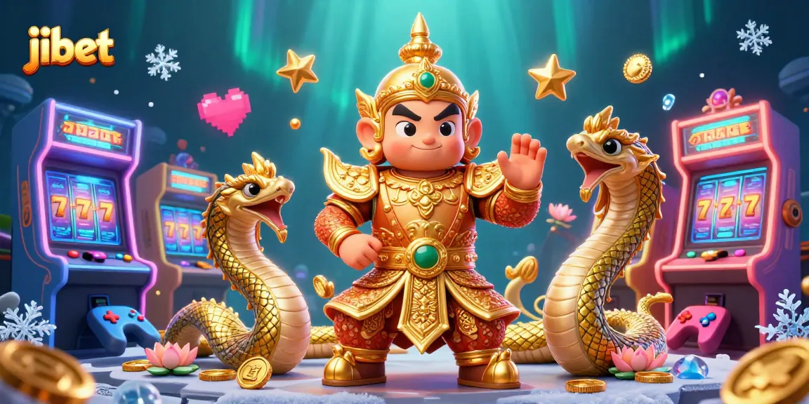 Experience winning at Jibet with vibrant 3D scenes of casino excitement and game elements.