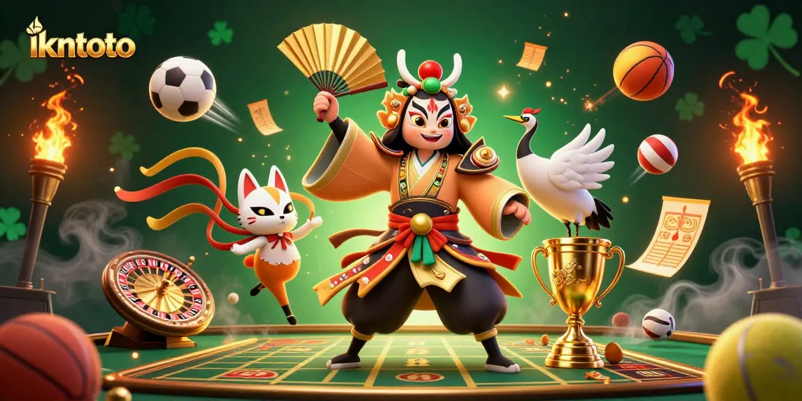 Experience the thrill of ikntoto games with an immersive, dynamic 3D scene showcasing colorful casino elements.