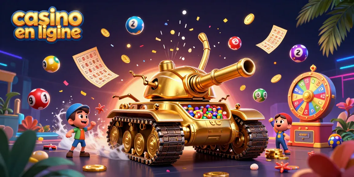 Casino en ligne : jeu dynamique avec des ballons de loterie colorés et un tank-casino.